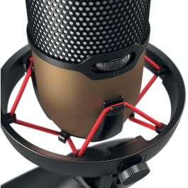 Cherry UM 9.0 PRO RGB - Micrófono de superficie para mesa USB alámbrico, 24 bit/192 kHz, negro/bronce