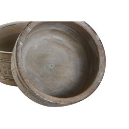 DKD Home Decor Centro de Mesa Natural Blanco Mango Set de 3 Piezas 30.5x12.7x30.5 cm