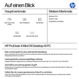 HP ProDesk 4 Mini G1i CU5-235T Ordenador de Sobremesa 24GB RAM 512GB SSD Windows 11 Pro WLAN