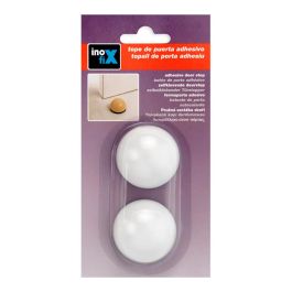 Inofix Tope de puerta flexible adhesivo PVC blanco (2 unid.) para puertas de interior