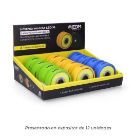 Edm Linterna LED XL Grip Work con Ventosa e Imán, 3W 150lm, 6500K, Colores Surtidos, Pilas AAA Incluidas