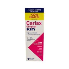 Kin CARIAX GINGIVAL Enjuague Bucal Antiplaca y Encías Sensibles Clorhexidina 0,12% Fluoruro, Pack 500 ml + 100 ml Precio: 10.50000006. SKU: B12QKWGCPX