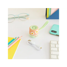 Mr. Wonderful - Altavoz Portátil Inalámbrico Mini, Diseño Margaritas, 80x60x80 mm, Sonido Potente y Claro, Conexión Bluetooth para Smartphone