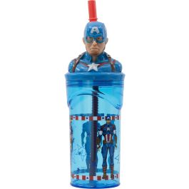 Marvel CZ11331 Vaso Figura 3D Capitán América con Pajita Integrada 360 ml Reutilizable Plástico Sin BPA Fácil de Limpiar Marvel CZ11331 Vaso Figura 3D Capitán América con Pajita Integrada 360 ml Reutilizable Plástico Sin BPA Fácil de Limpiar