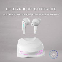 Mars Gaming MHI-ULTRAW Auriculares TWS Bluetooth 5.3 ANC+ENC 24h Batería Carga Inalámbrica RGB IPX4 Blanco