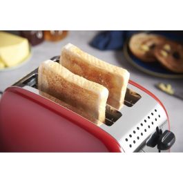 Russell Hobbs 26554-56 Tostador Colours Plus Rojo con Tueste Rápido, Función Levantar y Ver y Calientapanecillos