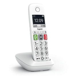 Gigaset E290 Teléfono Fijo Blanco Ergonómico con Teclado Grande, Pantalla Iluminada y Audio Boost, Fabricado en Alemania
