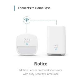 Eufy Sensor de Movimiento para Alarma Doméstica, 100° Campo de Visión, 9m Alcance, Batería 2 Años, Conectividad Inalámbrica, Blanco