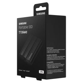 Samsung MU-PE2T0S Portable SSD T7 Shield 2TB USB 3.2 Gen 2, 1050 MB/s Lectura, 1000 MB/s Escritura, Resistente Agua y Polvo, Negro