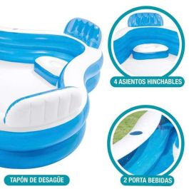 Intex Piscina Hinchable Rectangular con 4 Asientos, 990 Litros, 229x229x66 cm, para Niños +6 Años
