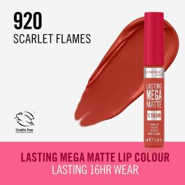 Labial líquido Rimmel London Lasting Mega Matte Nº 920 Scarlet Flames Nº 920-Scarlet Flames 7,4 ml