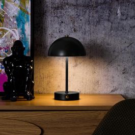 Home Deco Factory Lámpara De Mesa Recargable Negra Metal