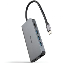 Nanocable 10.16.4609 Concentrador Docking Station USB-C 8 en 1: HDMI 4K 60Hz, 3x USB 3.0, RJ45 Gigabit, Lector SD/TF, USB-C PD 100W, Aluminio Gris Precio: 26.79000016. SKU: B1HKDRKNBK