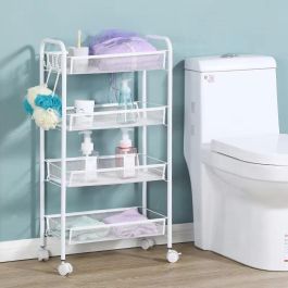 Inde Carrito Auxiliar de 4 Niveles con Ruedas, Organizador Multiusos para Cocina, Baño, Oficina (4 Unidades)