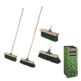 Ipae Progarden Cepillo de barrer para exterior con palo de madera verde 30x120cm