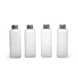 Inde Botella de Vidrio Transparente 750 ml con Tapa de Acero La Mediterránea 7.7 x 7.7 x 21 cm