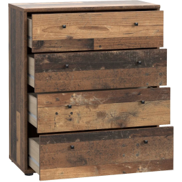 TEMPRA Comoda de 4 Cajones, Efecto Madera Vieja, 73.7 x 34.8 x 85.5 cm, T2KK212H51