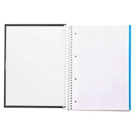 Cuaderno Espiral Liderpapel A4 Micro Crafty Tapa Forrada 120H 90 gr Cuadro 5 mm 5 Bandas 4 Colores Color Negro