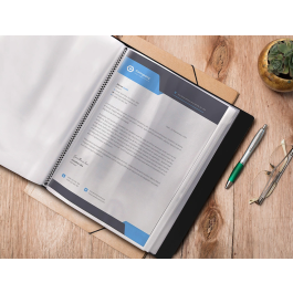 Liderpapel Carpeta 37735 Personaliza 40 Fundas Polipropileno DIN A4 Negra Portada y Lomo Personalizable