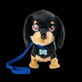 Bizak 64559091 Waggles, Mi Perrito Salchicha interactivo que camina, ladra, mueve la cola. Peluche suave, incluye correa