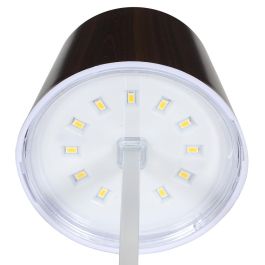 Home Deco Factory Lámpara Led Táctil Efecto Wengué, 3 Intensidades de Luz, Funciona con Pilas AAA, 12 LED, Ø10.5 x 25.5 cm