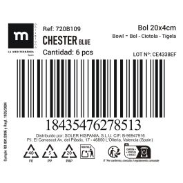 Bol Chester Blue 20 cm x 4 cm - Inde (12 Unidades) Bol Chester Blue 20 cm x 4 cm - Inde (12 Unidades)