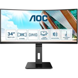 AOC CU34P2A Monitor Curvo de 34" Quad HD (3440x1440) VA 1ms 100Hz, HDMI, DisplayPort, USB, VESA, Altavoces, Negro