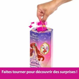 Mattel Htv88 Muñeca Ariel Spin & Reveal Disney Princess - Unboxing Mágico con 5 Accesorios, Pegatinas y Falda Reversible