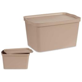 Caja Plastico Con Tapa 24L Beige Kipit 29X24CM (6 Unidades) Precio: 48.50000045. SKU: B1CZY45DM3
