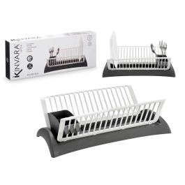 Escurreplatos Kinvara Gris y Blanco 46.5x14.2x18.5 cm - Plástico PP (6 Unidades)