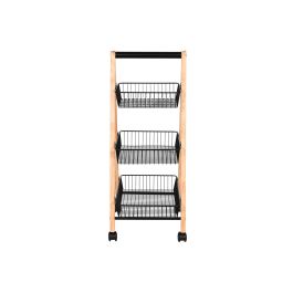 DKD Home Decor Frutero Loft Negro Natural 32 x 48 x 79 cm Acero Pino