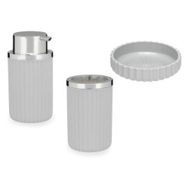 Set Baño 3 Piezas Gris Berilo - Jabonero, Dispensador y Bote (12 Unidades) Set Baño 3 Piezas Gris Berilo - Jabonero, Dispensador y Bote (12 Unidades)