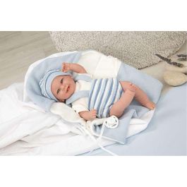 Muñecas Arias Muñeca Elegance Babyto Azul con Manta, Incluye Chupete (Muñeco de Peso), 35 cm