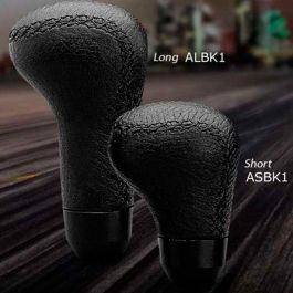 Momo MOM15511611111L Pomo de Cambio Anatómico de Cuero Negro, Grano Superior, Versión Larga