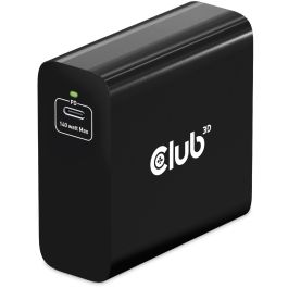 Club3D Cargador de Viaje 1xUSB Tipo C PD 140W con Tecnología GaN para Interiores, 28V, Cable 1m Negro