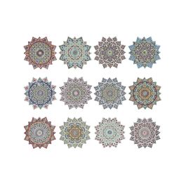 DKD Home Decor Posavasos Árabe de Dolomita y Corcho Multicolor Mandala 10.8 x 10.8 x 0.7 cm (72 Unidades)