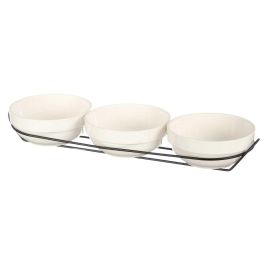 Set 3 Bols Porcelana Blanca 350Ml C Suporte Vessia 40X13CM (12 Unidades) Set 3 Bols Porcelana Blanca 350Ml C Suporte Vessia 40X13CM (12 Unidades)