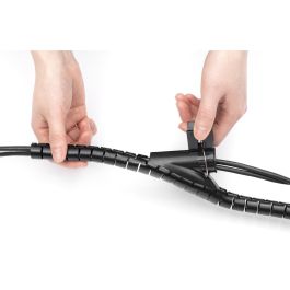 Digitus Manguera en espiral flexible para cables, PET, 5m, negra, con pasacables para escritorio/pared
