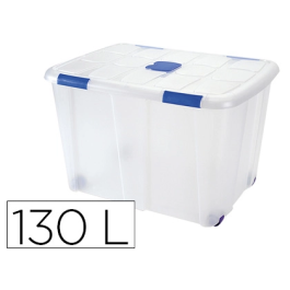 Plasticforte Contenedor Plástico N 16 Transparente con Tapa 130 Litros 480x740x540 mm