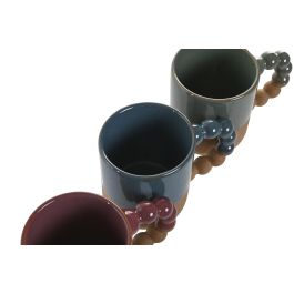 DKD Home Decor Taza Mug Scandi de Gres Esmaltado Rosa Verde 330ml Apto Microondas Lavavajillas 8x9x13 cm (12 Unidades)