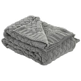 DKD Home Decor 2c25 Manta de Poliéster de Punto para Sofá Gris Claro Urban 170 x 130 cm 400 gsm (2 Unidades)