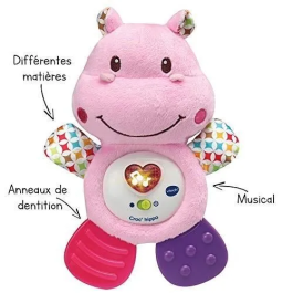 Vtech Baby Croc'hippo rosa - Sonajero musical para bebé con texturas y música