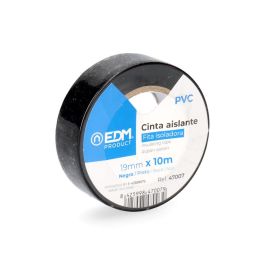 Edm Cinta aislante calidad "supra" negra 10 m x 19 mm, PVC, resistente a la intemperie