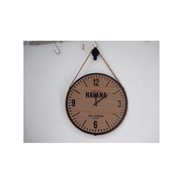 DKD Home Decor Reloj de Pared Loft Estilo Retro Industrial MDF Natural Negro 63cm (2 Unidades)