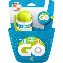 Stamp Set de Accesorios para Patines Azul: Papelera Universal, Botella de 350ml con Fijación Universal y Timbre Decorado