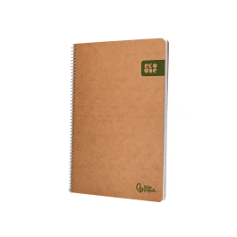 Liderpapel Cuaderno espiral A4 Ecouse tapa cartulina kraft 80 hojas papel reciclado 80gr cuadro 4mm con margen