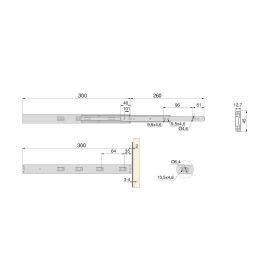 Emuca Lote de 5 juegos de guías para cajones, de bolas, altura 45mm, profundidad 300mm, extracción total, con push, cierre suave, Cincado