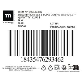 La Mediterranea Set 3 Tazas con Pie 'Arlet' 80 cc (12 Cajas)