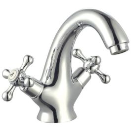 Rousseau Grifo mezclador de fregadero mecánico Beverley - estilo retro, caño fijo, ahorro de agua, latón y cerámica