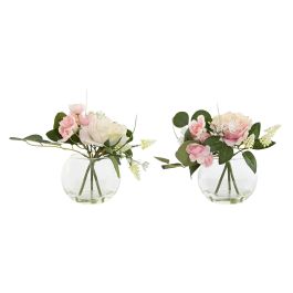 Planta Shabby DKD Home Decor Blanco Rosa 20 x 23 x 24 cm (12 Unidades)